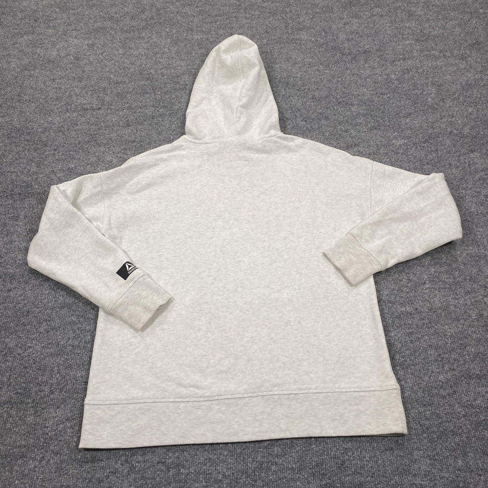 Reebok Hoodie Mens Small Gray Pullover Fleece Hooded Graphic Logo Drawstring - Picture 5 of 8